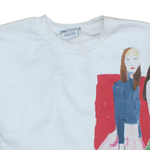 Zara Women White Sweatshirt Xevi Sola Print Size M - Image 7