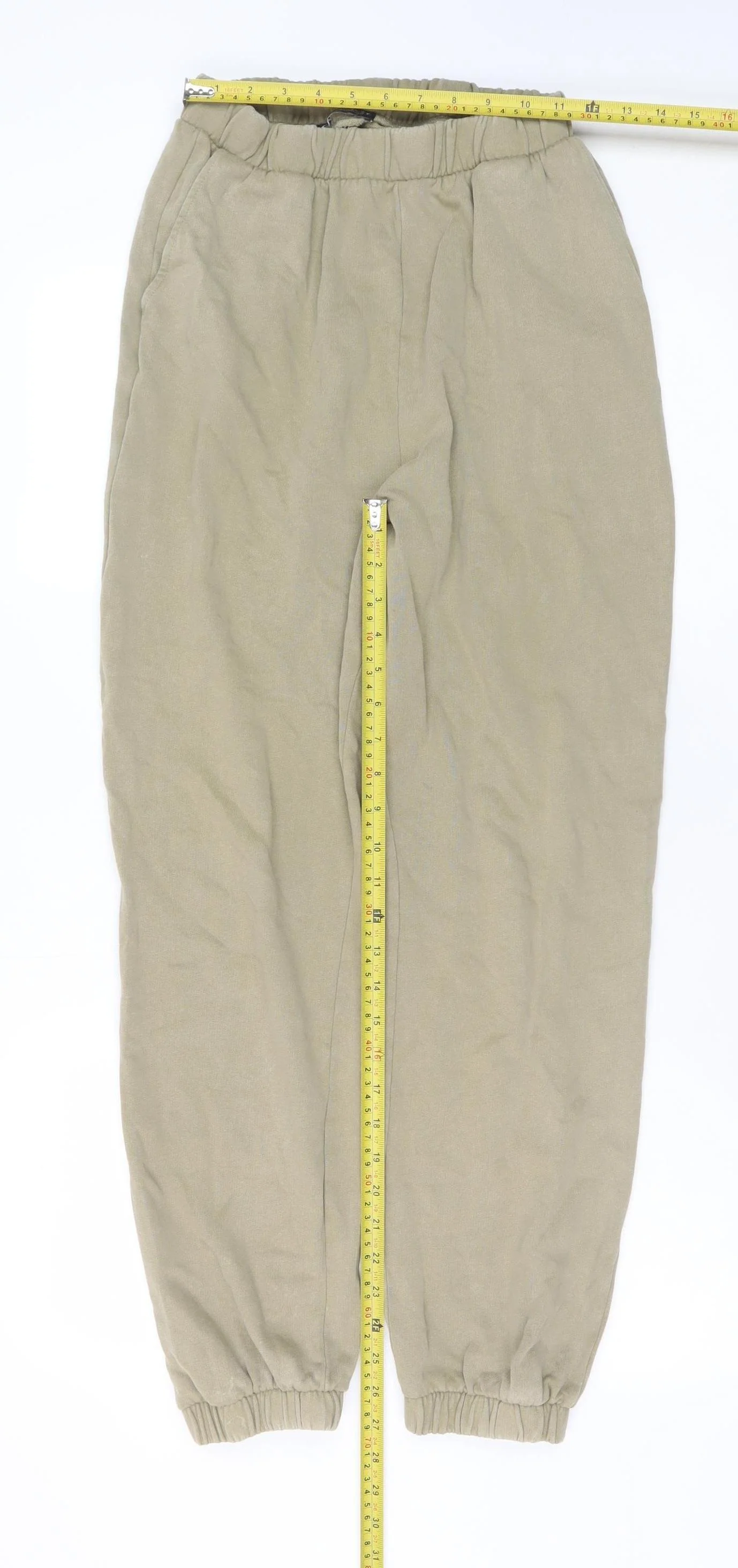 ZARA Women's Beige Cotton Jogger Trousers Size S - Image 2
