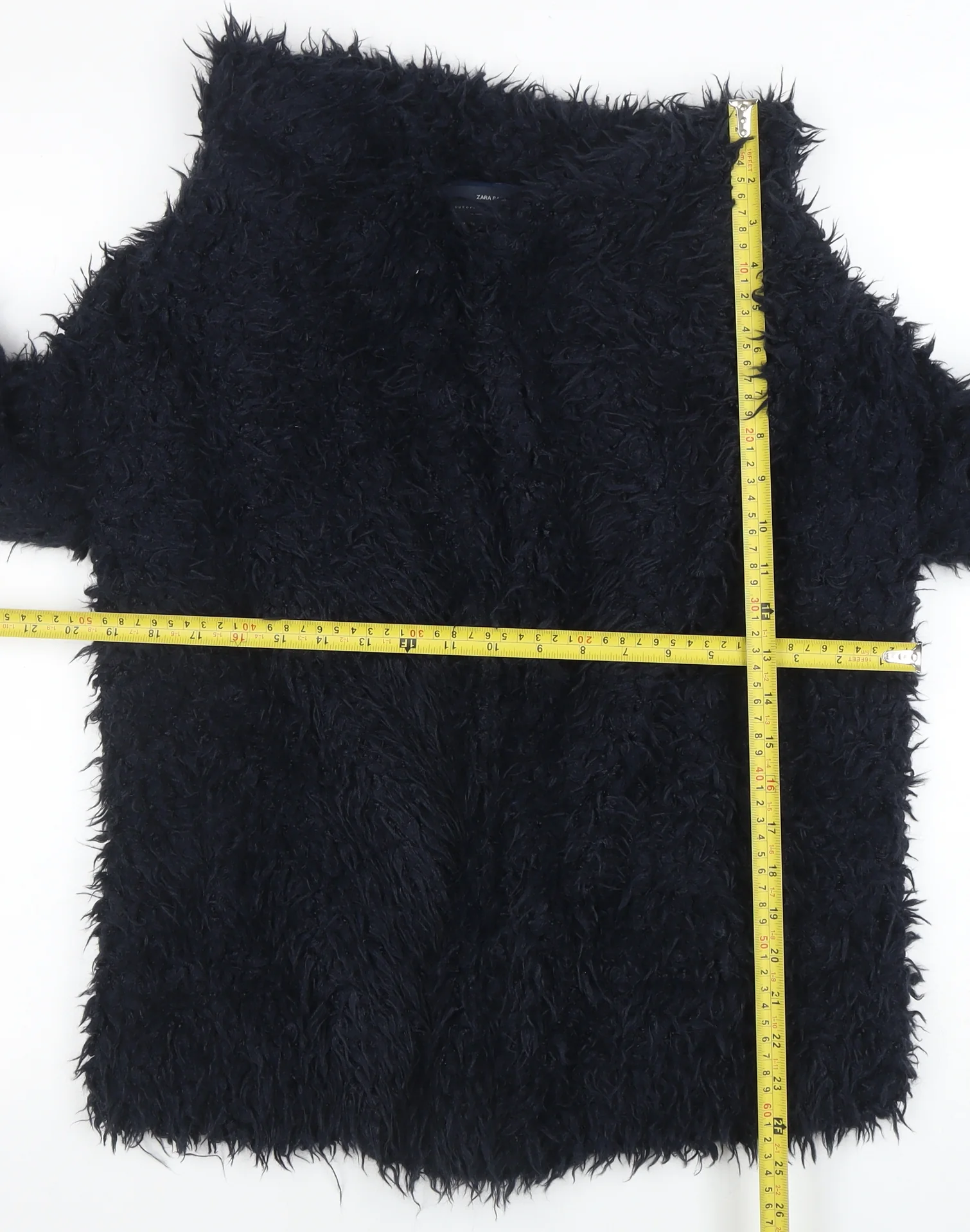 Zara Women's Black Faux Fur Mid-Length Coat Size S - Image 2