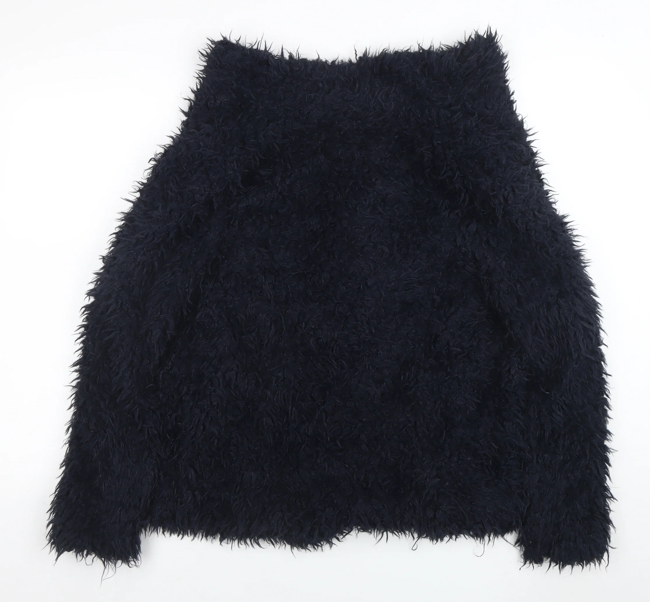 Zara Women's Black Faux Fur Mid-Length Coat Size S - Image 3