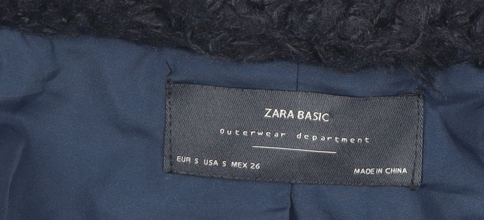 Zara Women's Black Faux Fur Mid-Length Coat Size S - Image 4
