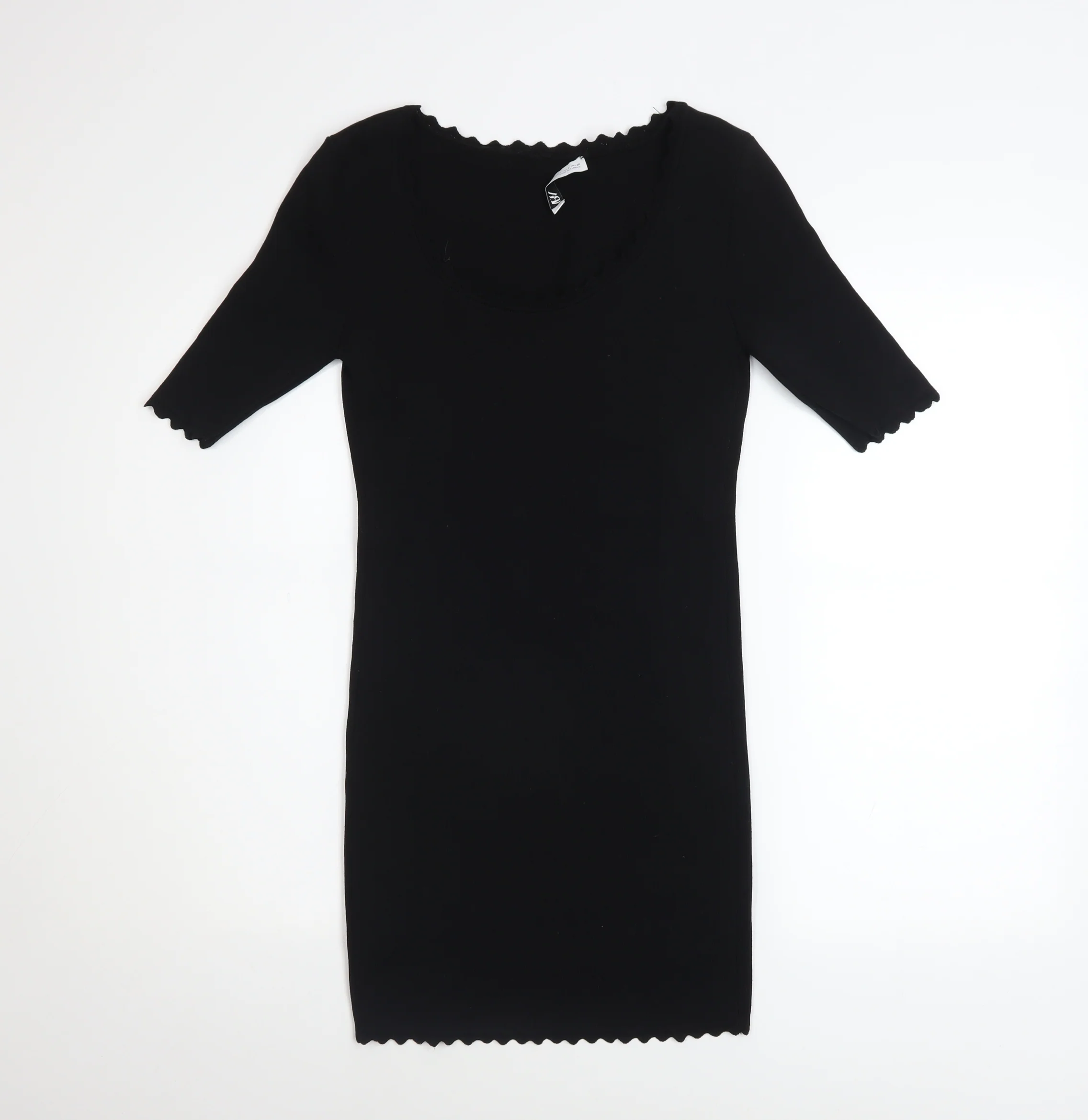 ZARA Womens Black S Bodycon Short Sleeve Knit Dress