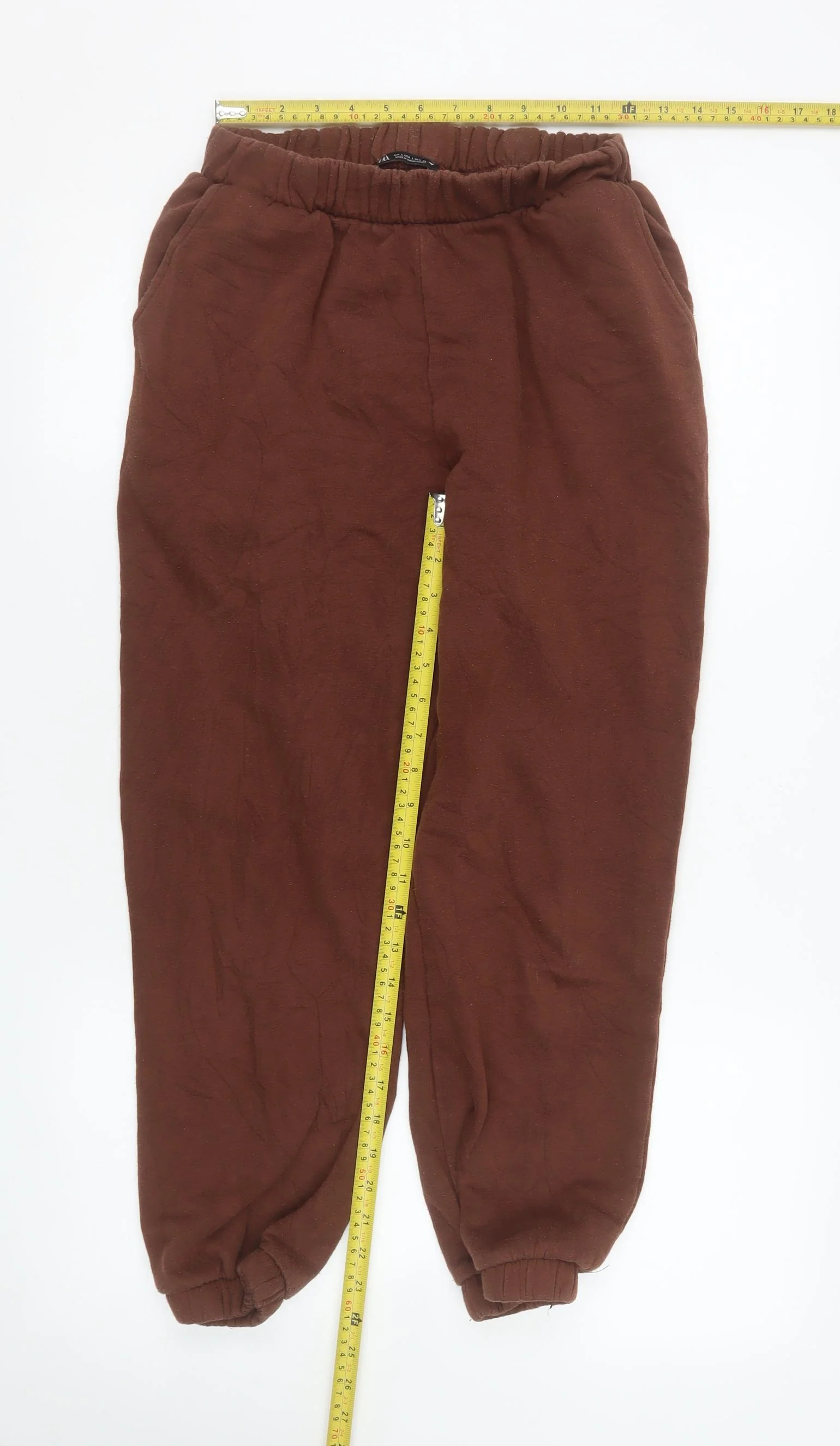 Zara Womens Brown Jogger Sweatpants L Cotton Blend Elastic Waist - Image 2
