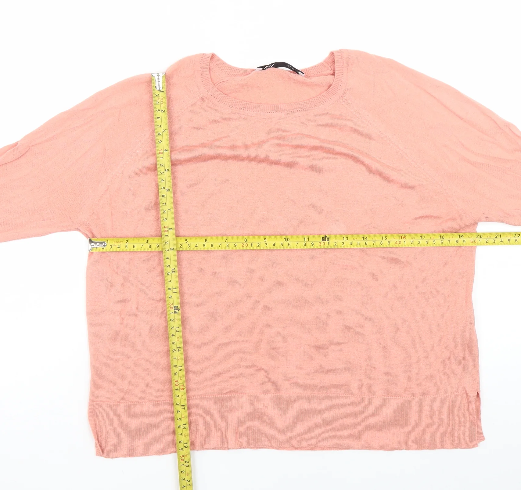 Zara Womens Pink Crew Neck Long Sleeve Pullover Jumper Size S - Image 2