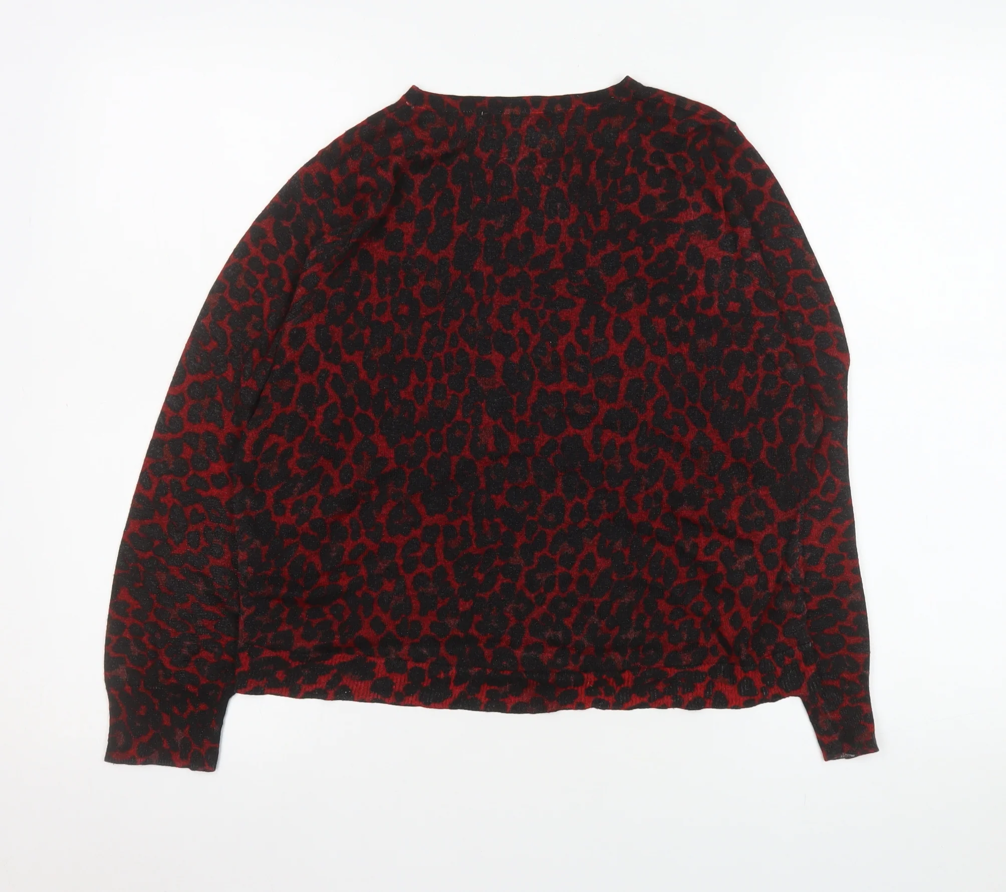 Zara Women's Red Leopard Print Long Sleeve Tunic Top Size S - Image 3