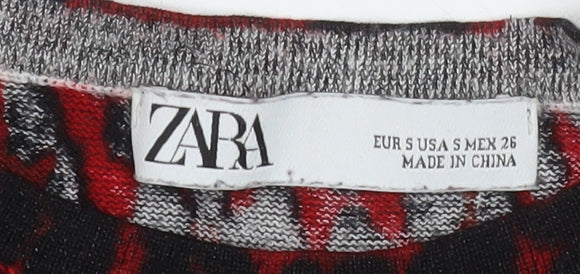 Zara Women's Red Leopard Print Long Sleeve Tunic Top Size S - Image 4