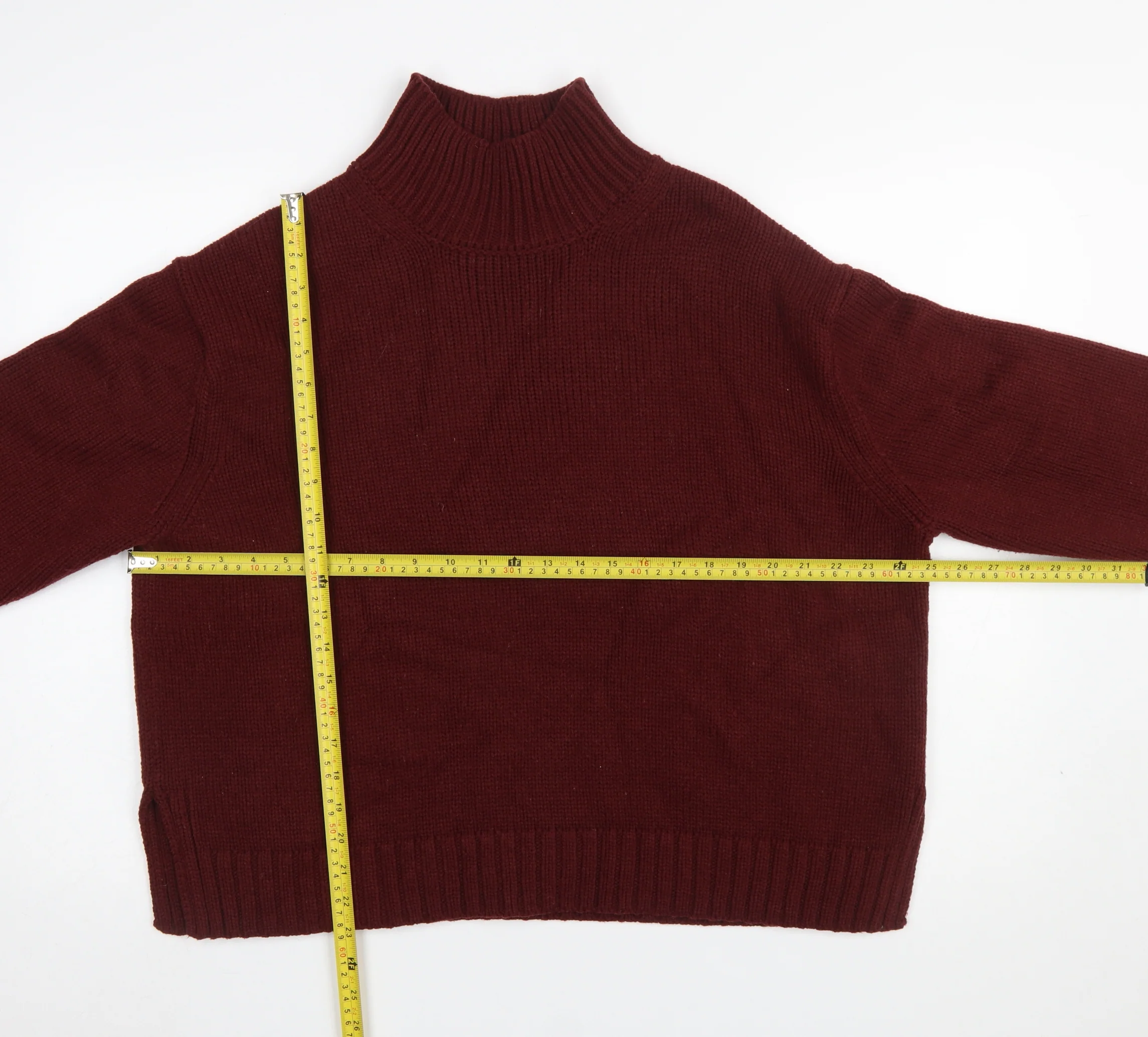 ZARA Womens Red Roll Neck Acrylic Wool Knit Jumper Size 12 - Image 2