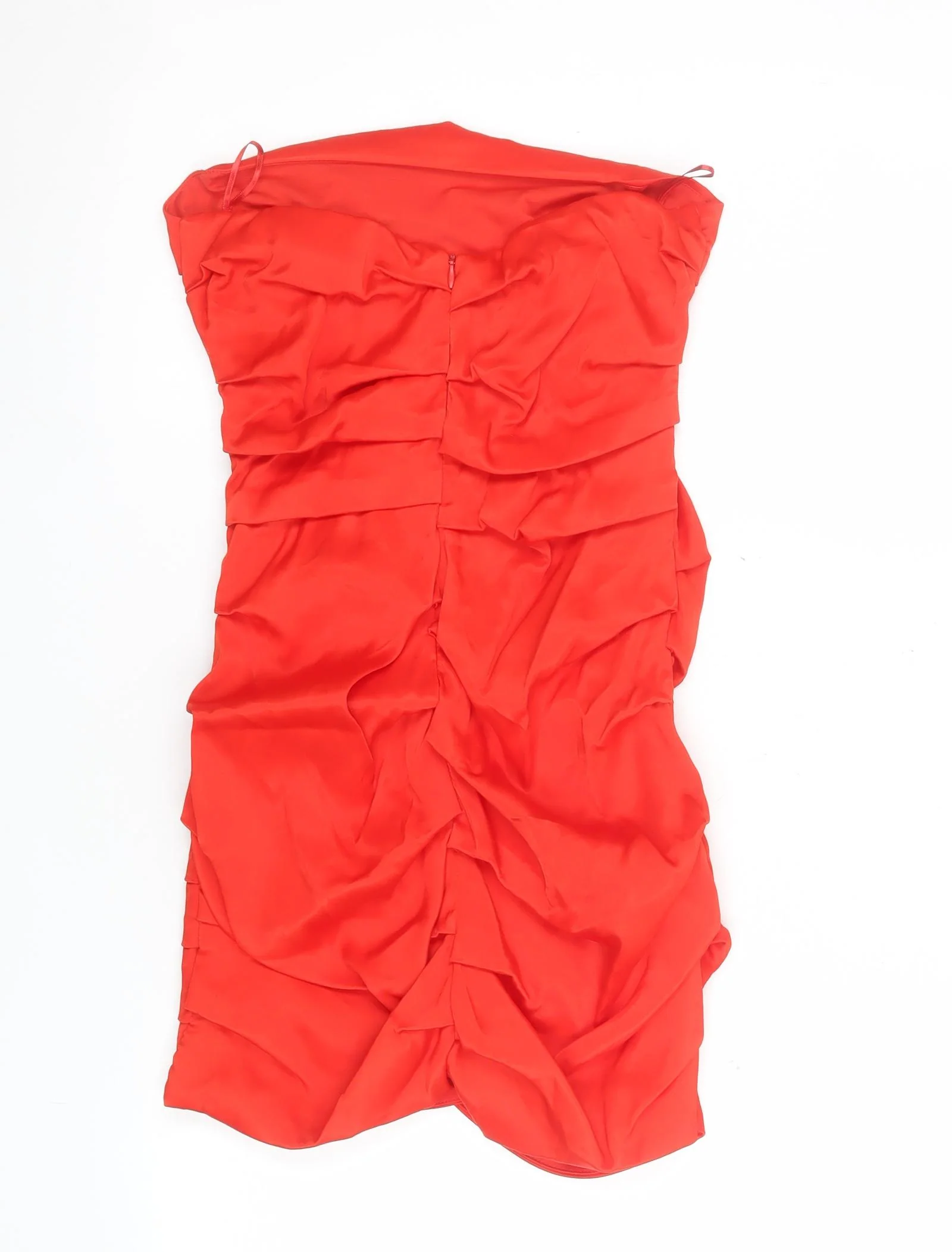 Zara Women's Red Strapless Ruched Bodycon Short Dress XS - Image 3