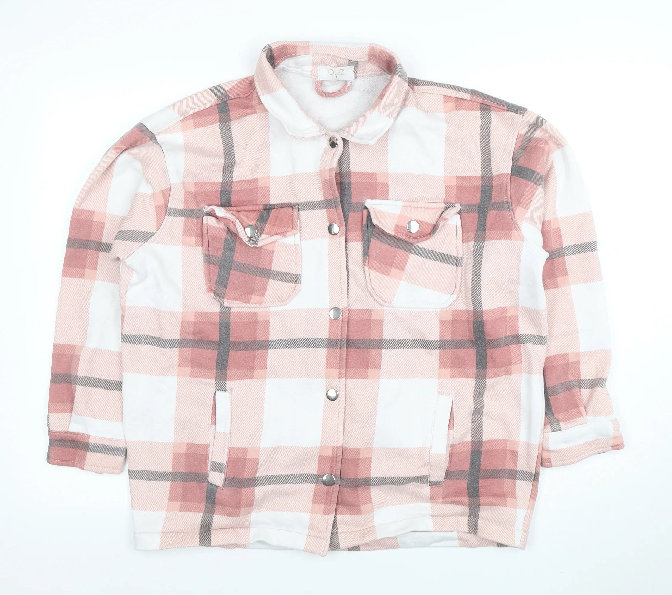 Zino Women Pink Check Cotton Blend Jacket Size S Casual